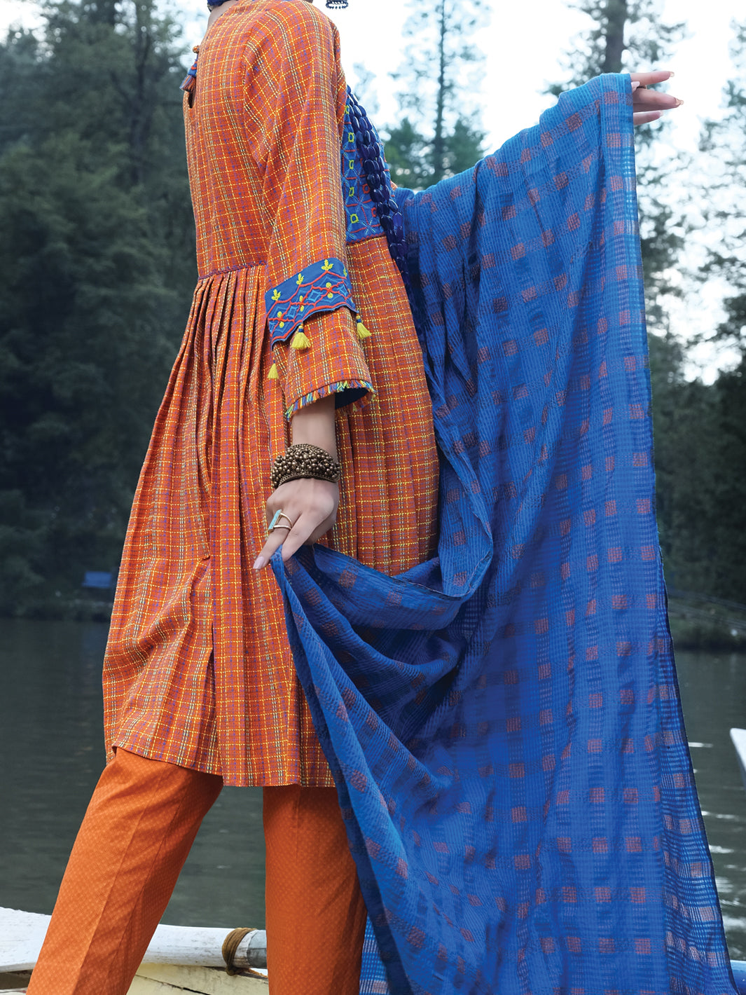 Orange Yarn-Dyed 3Pc Stitched - AWP-3PS-272/S