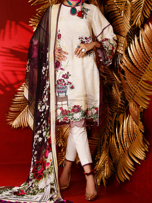Beige Karandi 3 Piece Unstitched - AWP-3PS-279