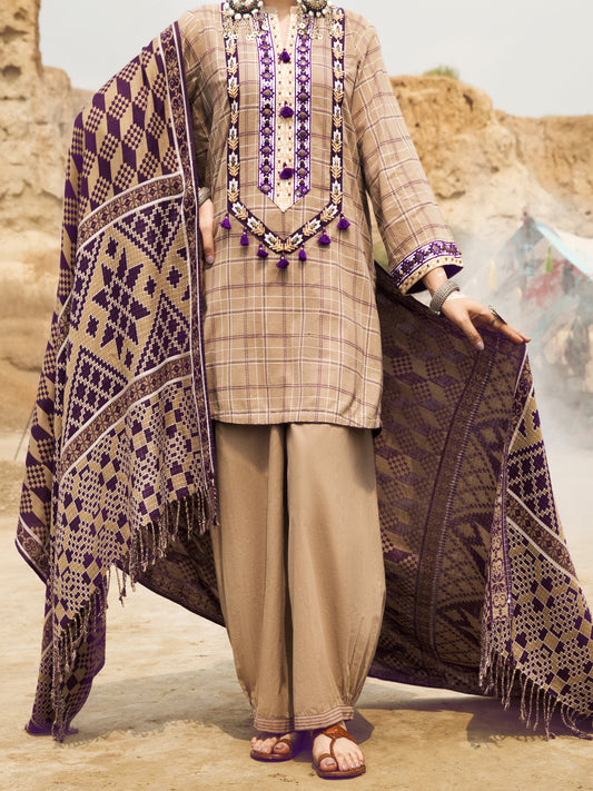 Khaki Yarn-Dyed 3 Piece Stitched - AWP-3PS-312