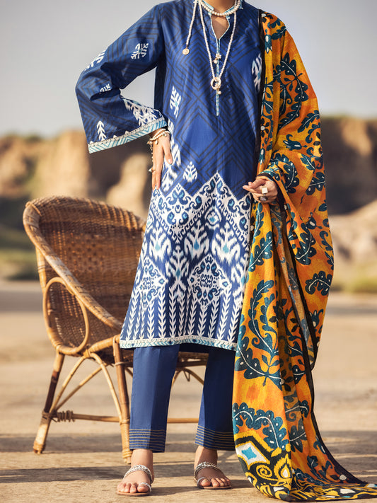 Blue Cambric 3 Piece Unstitched - AWP-3PS-324