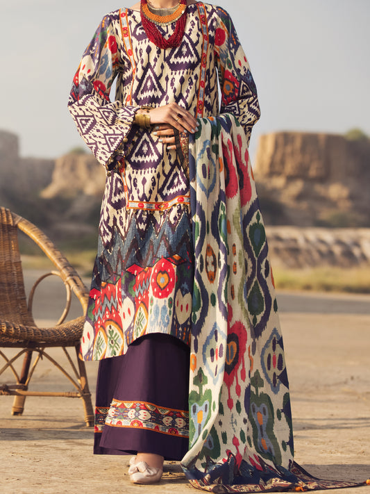 Purple Cambric 3 Piece Unstitched - AWP-3PS-325