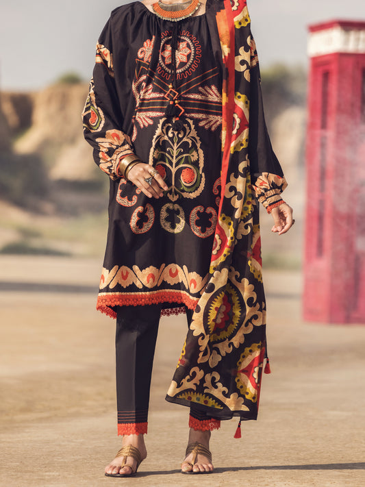 Black Cambric 3 Piece Stitched - AWP-3PS-328