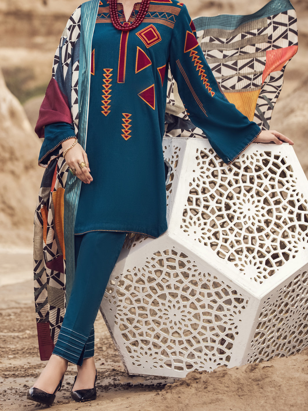 Blue Karandi 3Pc Stitched - AWP-3PS-351