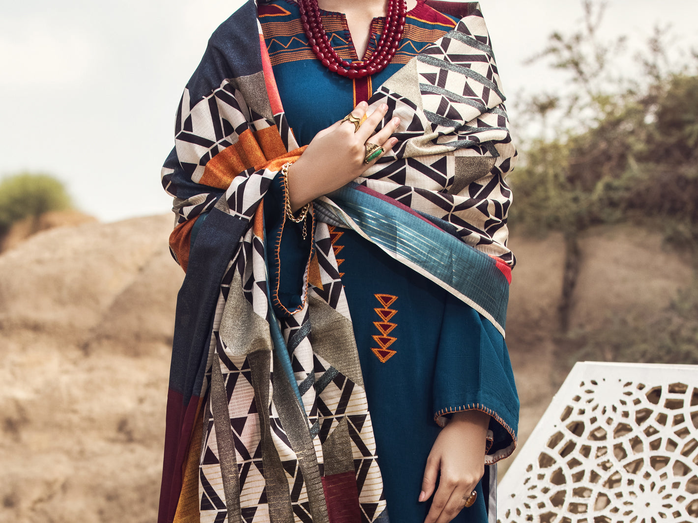 Blue Karandi 3Pc Stitched - AWP-3PS-351