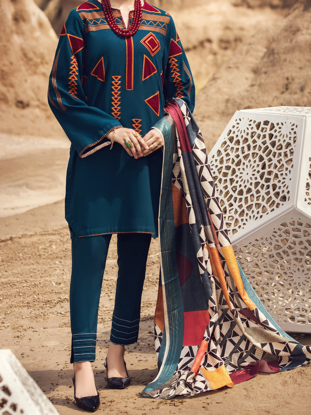 Blue Karandi 3Pc Stitched - AWP-3PS-351