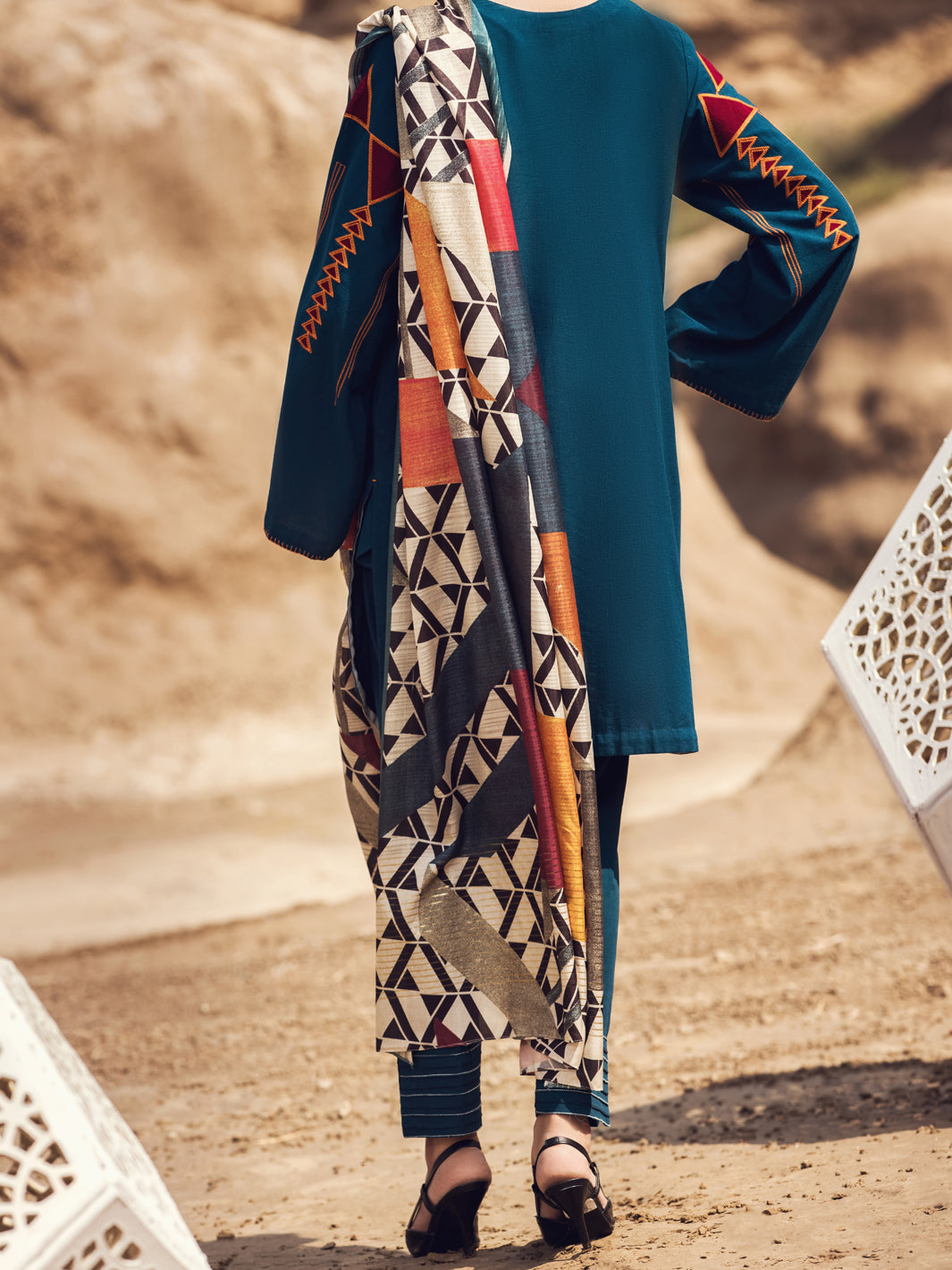 Blue Karandi 3Pc Stitched - AWP-3PS-351