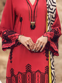 Red Karandi 3Pc Stitched - AWP-3PS-355