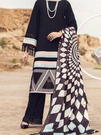 Black Karandi 3 Piece Stitched - AWP-3PS-356