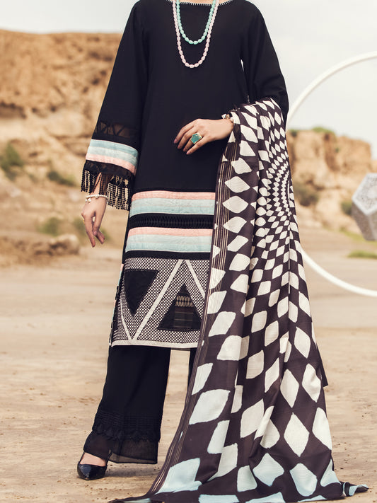 Black Karandi 3 Piece Unstitched - AWP-3PS-356