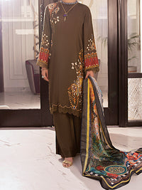 Olive Raw Silk 3Pc Stitched - AWP-3PS-357