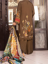 Olive Raw Silk 3Pc Stitched - AWP-3PS-357