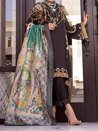 Black Raw Silk 3 Piece Stitched - AWP-3PS-359