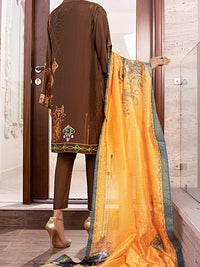 Brown Raw Silk 3Pc Stitched - AWP-3PS-362