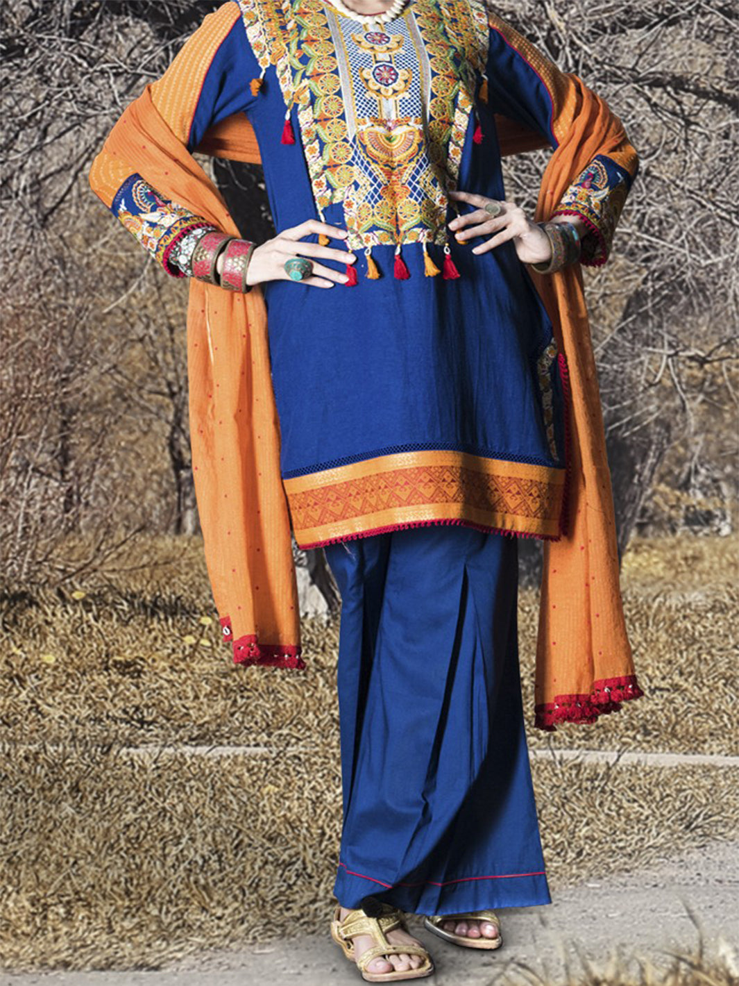 Royal Blue 3Pc Unstitched - AWP-3PS-178