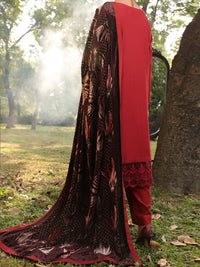 Maroon Slub Viscose Stitched 3 Piece - AWP-3PS-441