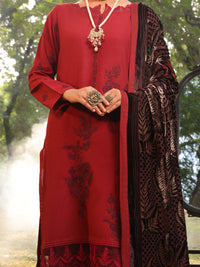 Maroon Slub Viscose Stitched 3 Piece - AWP-3PS-441