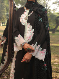 Black Slub Viscose Unstitched 3 Piece - AWP-3PS-442