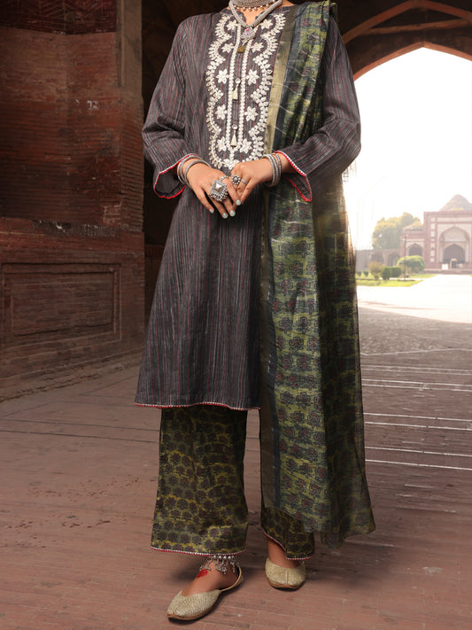 Black Cambric Stitched 3 Piece - AWP-3PS-500