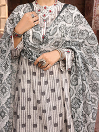 Black & White Cambric Stitched 3Pc - AWP-3PS-503