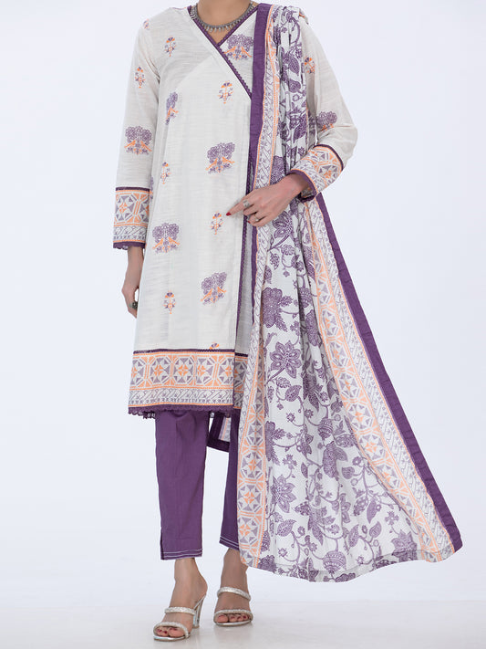Off White Khaddar Unstitched 3 Piece - AWP-3PS-516