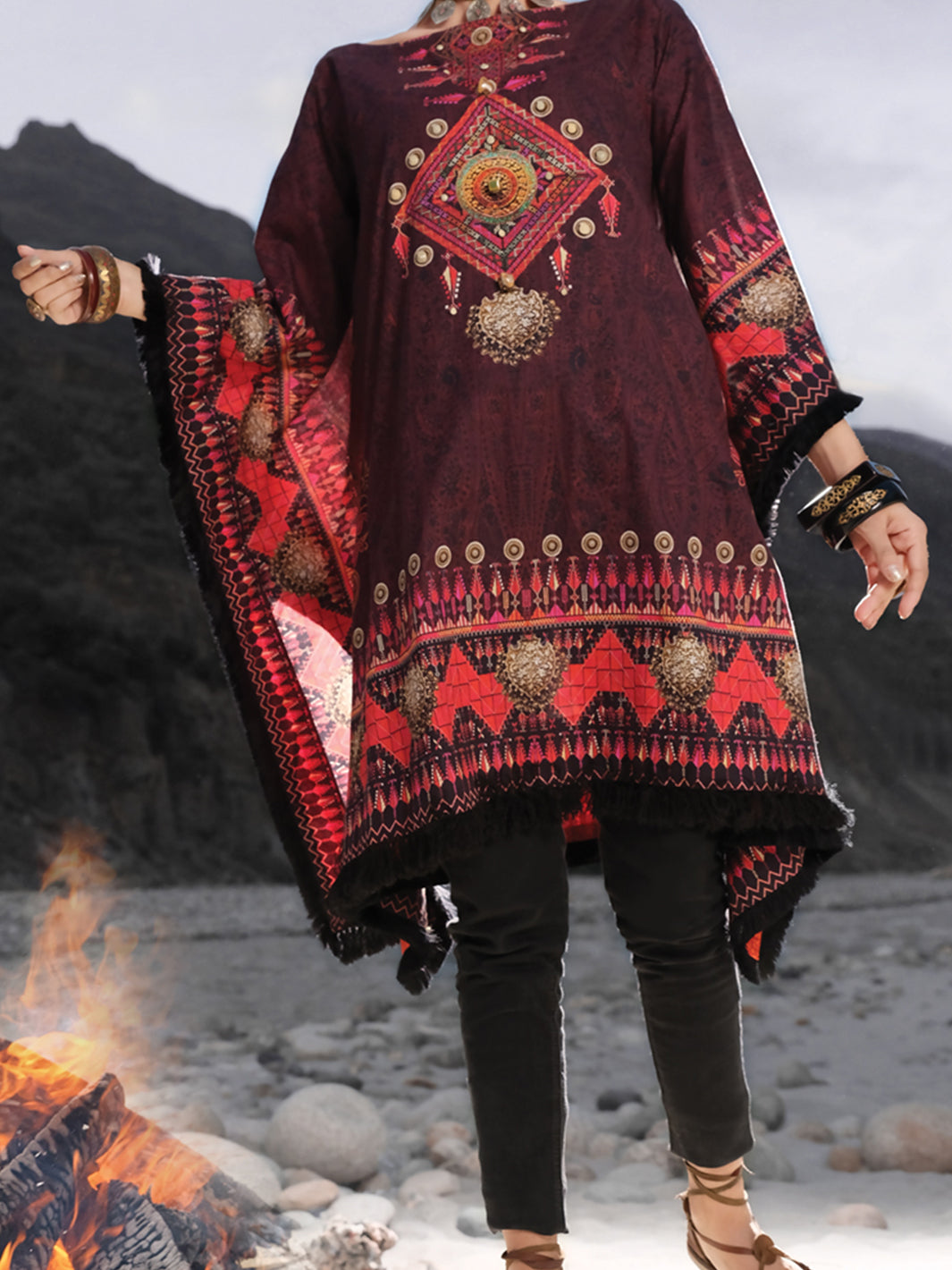 Purple Cambric Tunic - LK-234