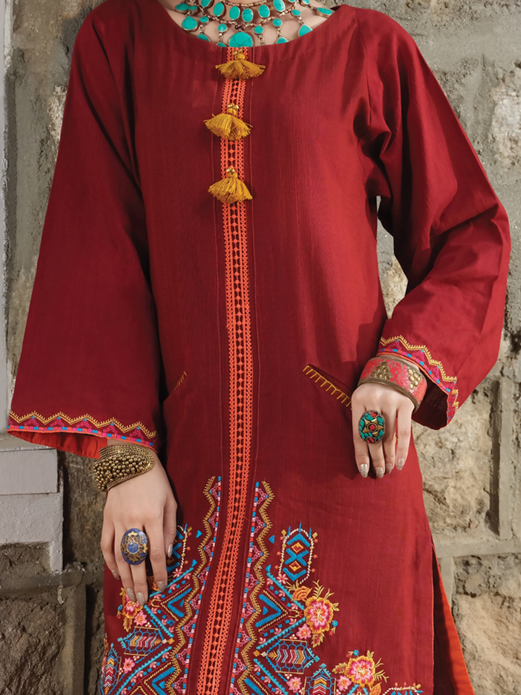 Maroon Khaddar Tunic - LK-236