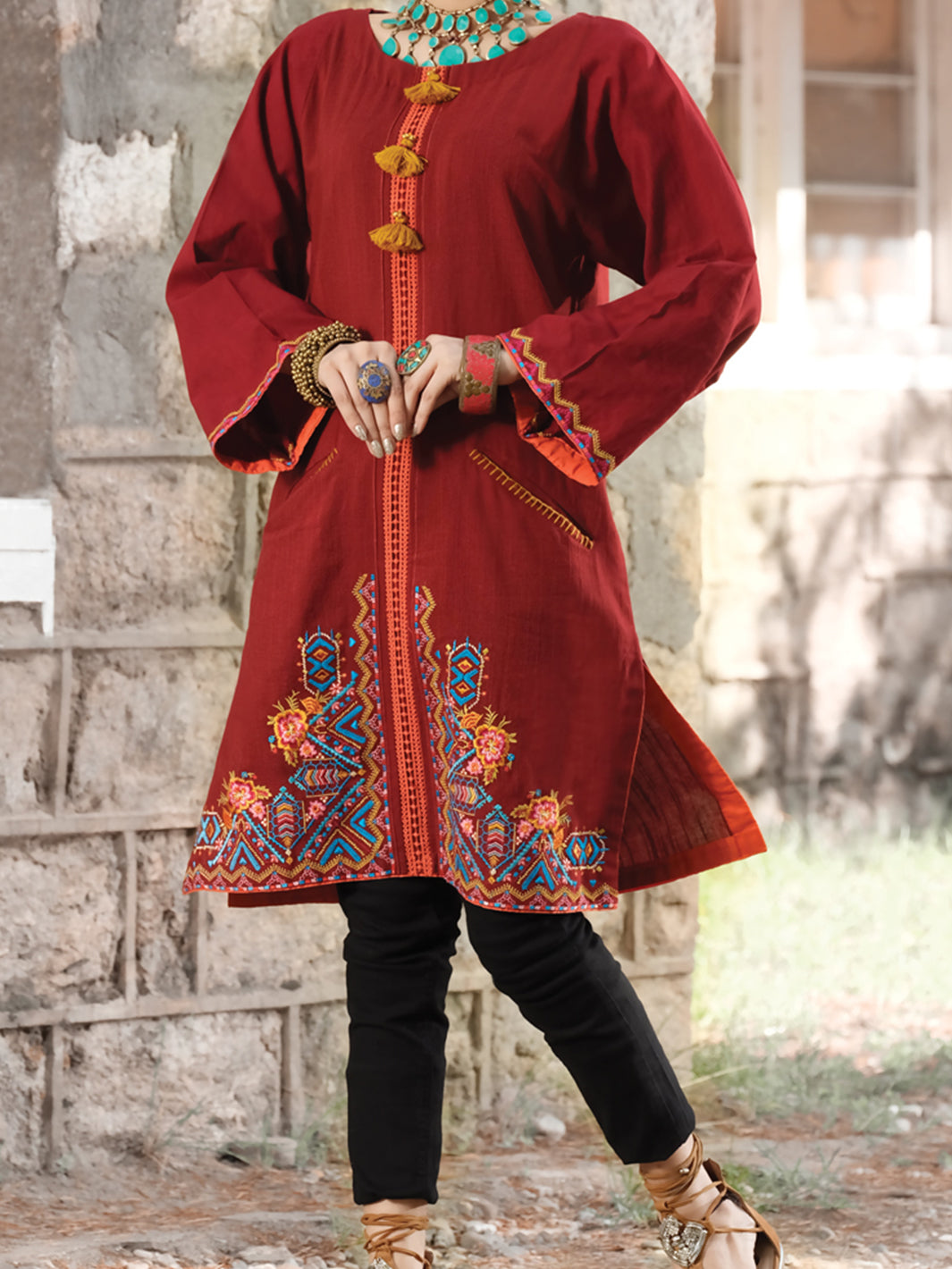 Maroon Khaddar Tunic - LK-236