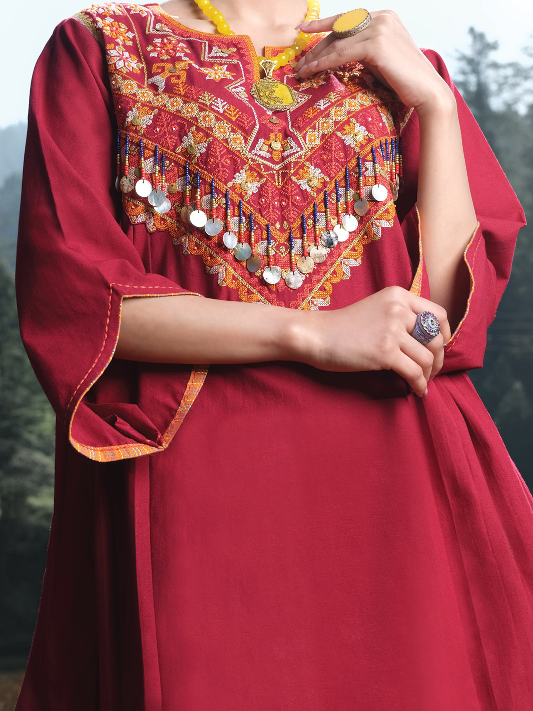 Maroon Karandi Tunic - AWP-LK-289