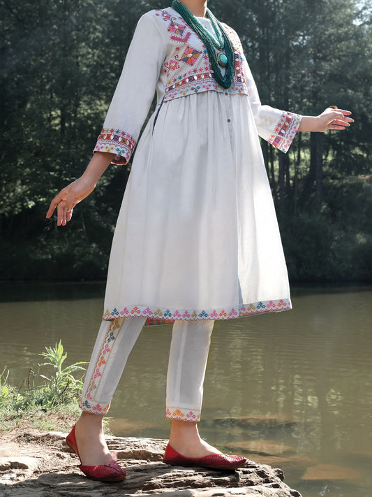 Off White Karandi Tunic - AWP-LK-290