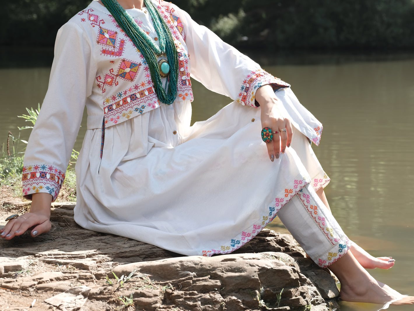 Off White Karandi Tunic - AWP-LK-290
