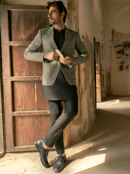 Dark Grey Linen Blazer - AL-BLR-003