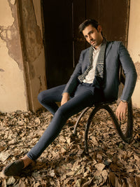 Blue Linen Blazer - AL-BLR-006