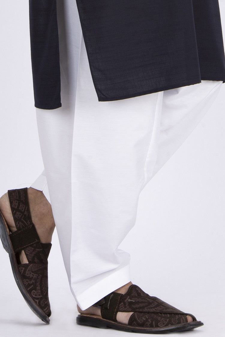White Cotton Silk Shalwar - AL-MS-CS-012