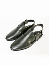 Green Leather Peshawari Chappal - AL-MFW-HC-154