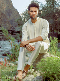 Off White Blended Kurta - AL-K-1030