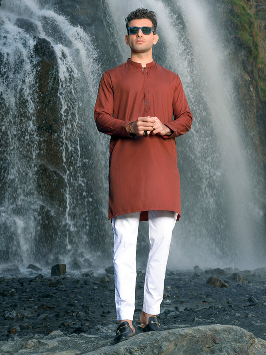Red Blended Kurta - AL-K-1038