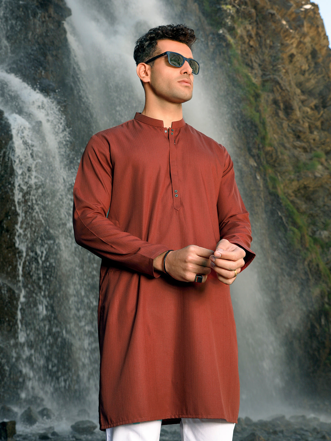 Red Blended Kurta - AL-K-1038