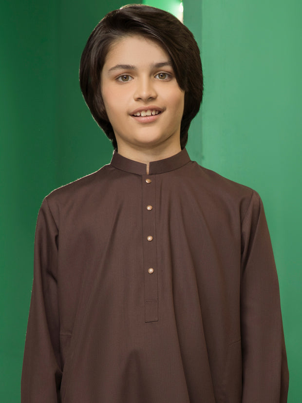 Brown Blended Boy Kameez Shalwar - ALT-KS-030B