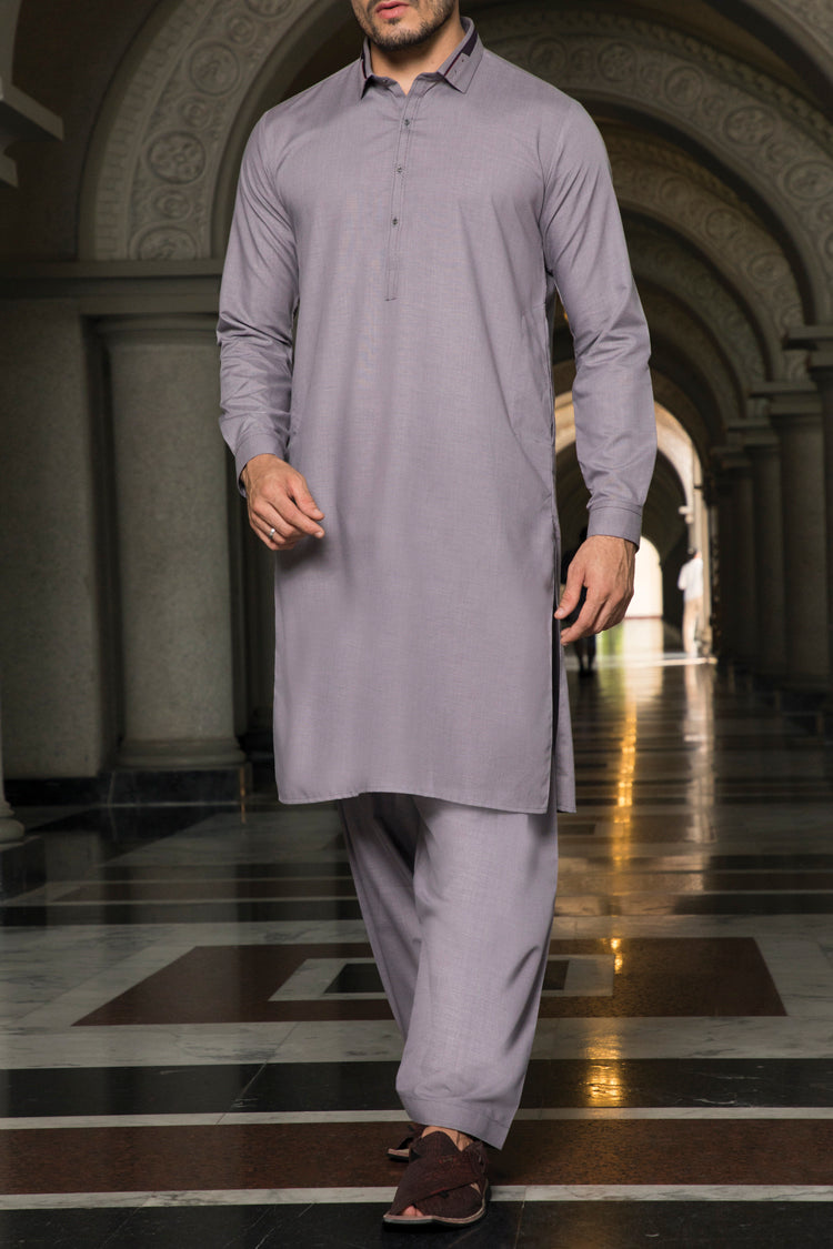 Purple Blended Kameez Shalwar - AL-KS-2349