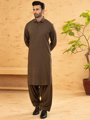 Brown Blended Kameez Shalwar - ALWA-KS-372