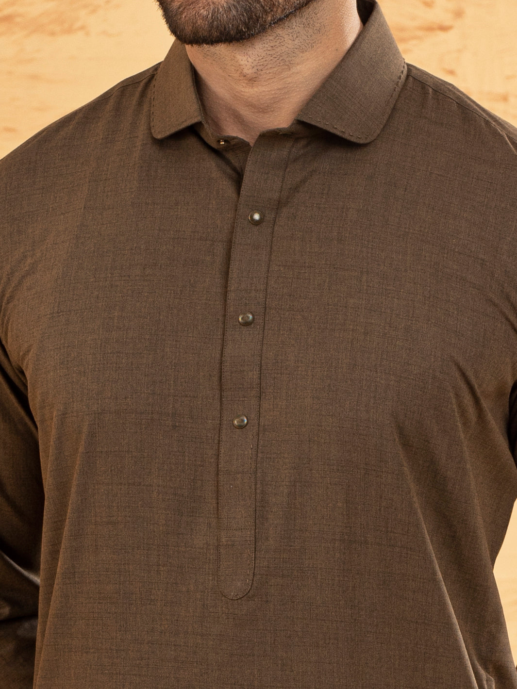 Brown Blended Kameez Shalwar - ALWA-KS-372