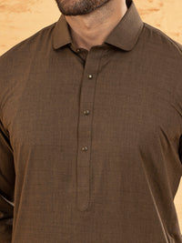 Brown Blended Kameez Shalwar - ALWA-KS-372