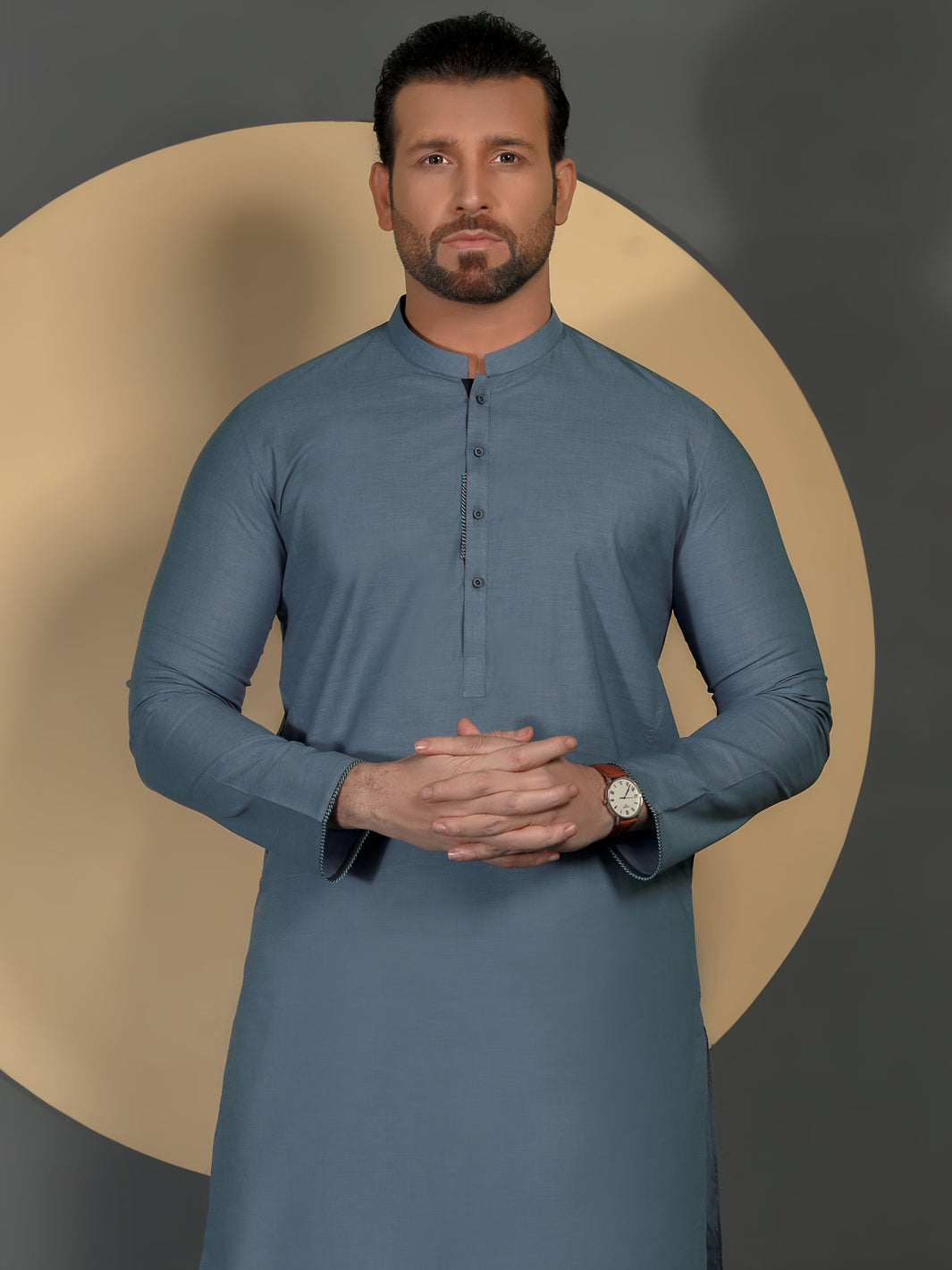 Light Blue Cotton Men Unstitched Fabric - AL-Maharaja-22