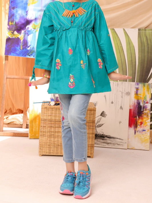 Teal Cambric Kurti - ALT-LK-1006
