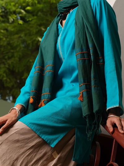 Ferozi Hand-Woven Cotton Tunic - ALCR-LK-1007