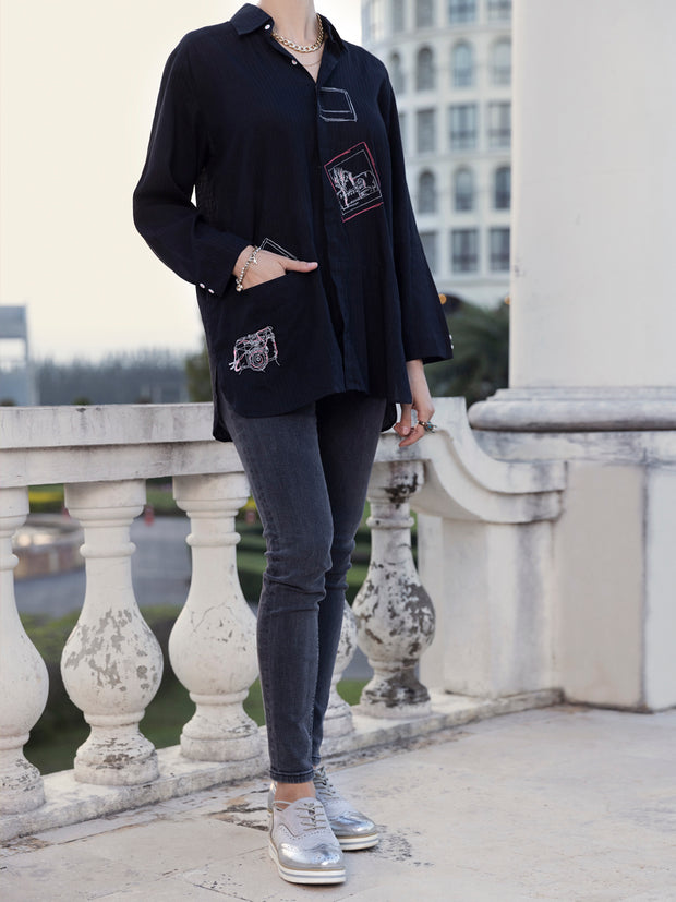 Black Dobby Tunic - AL-LK-884