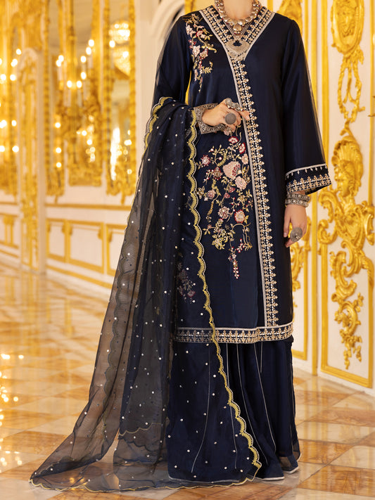 Blue Shimmer Net 3 Piece Formal Unstitched - AL-3PS-LS-UN-361