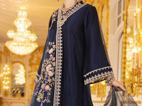 Blue Shimmer Net 3 Piece Formal Unstitched - AL-3PS-LS-UN-361