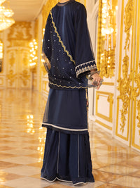 Blue Shimmer Net 3 Piece Formal Unstitched - AL-3PS-LS-UN-361