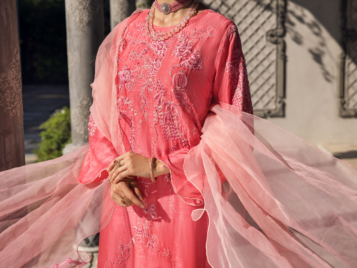 Pink Raw Silk 3Pc Formal Stitched - AL-3PS-LS-400